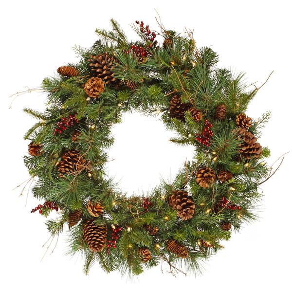 30" Artificial Cibola Mix Berry Wreath 50 Clear Lights