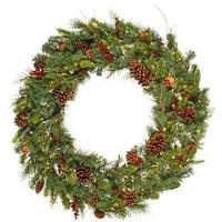 Vickerman 36" Artificial Cibola Mixed Berry Wreath 100 Warm White LED Lights