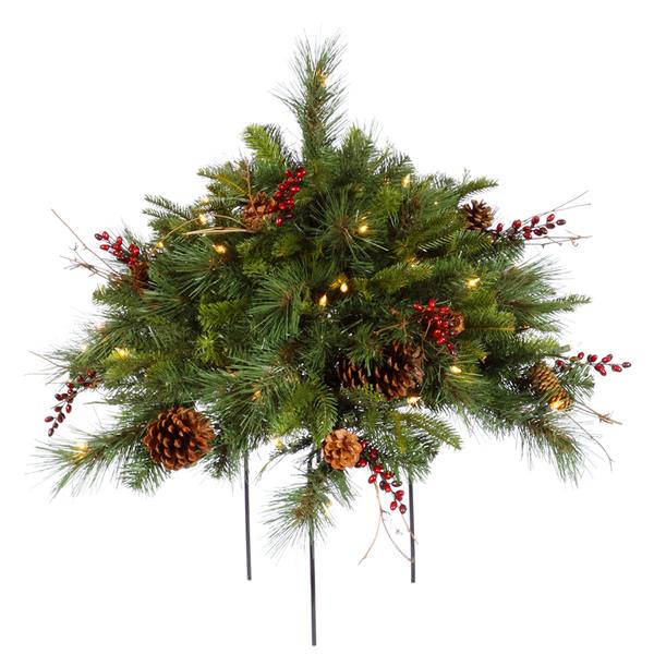1.5' x 36" Artificial Cibola Mix Berry Mix Pine Bush 50 Clear Lights