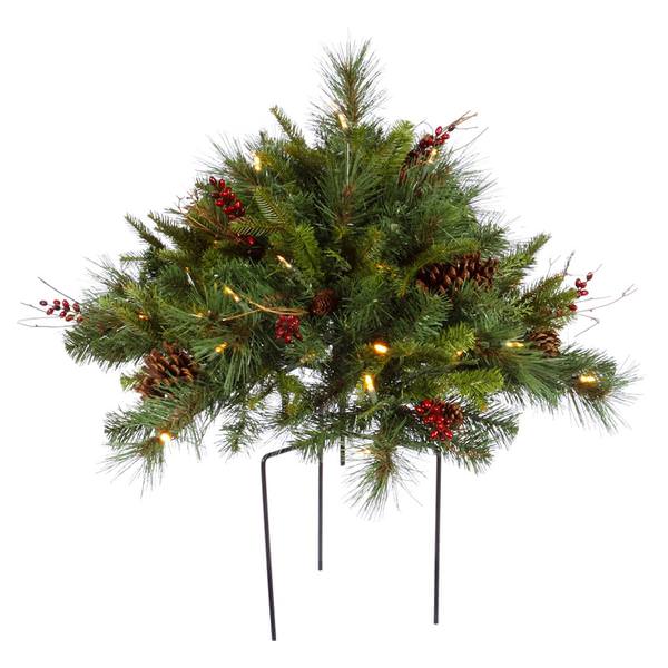1.5' x 36" Artificial Cibola Mix Berry Bush 50 Warm White Italian LED Lights