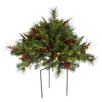 Vickerman 1.5' x 36" Artificial Cibola Mix Berry Bush 50 Warm White Italian LED Lights