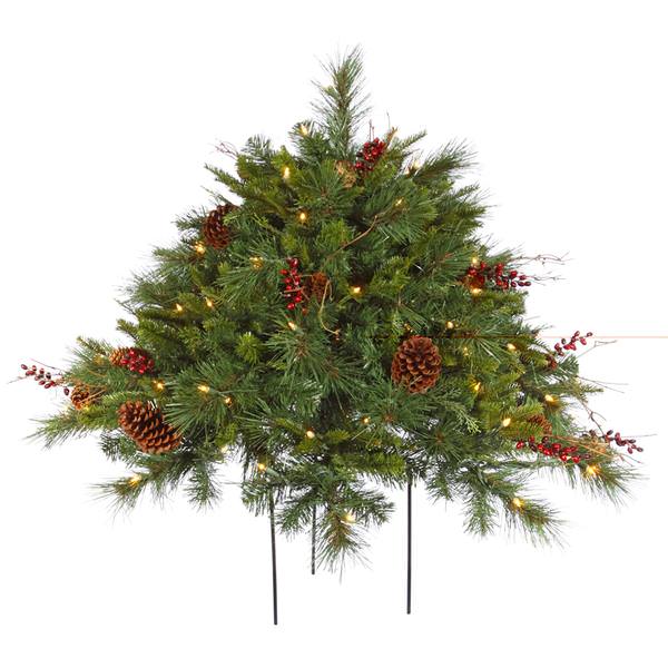 2' x 36" Artificial Cibola Mix Berry Mix Pine Bush 100 Clear Lights