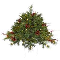 Vickerman 2' x 36" Artificial Cibola Mix Berry Mix Pine Bush 100 Clear Lights
