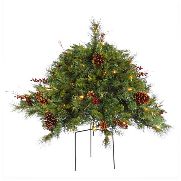 2' x 36" Artificial Cibola Mix Berry Mix Pine Bush 100 Warm White Italian LED Lights