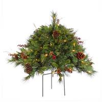 Vickerman 2' x 36" Artificial Cibola Mix Berry Mix Pine Bush 100 Warm White Italian LED Lights