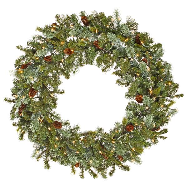 36" Artificial Elkton Mix Pine Wreath 100 Clear Lights