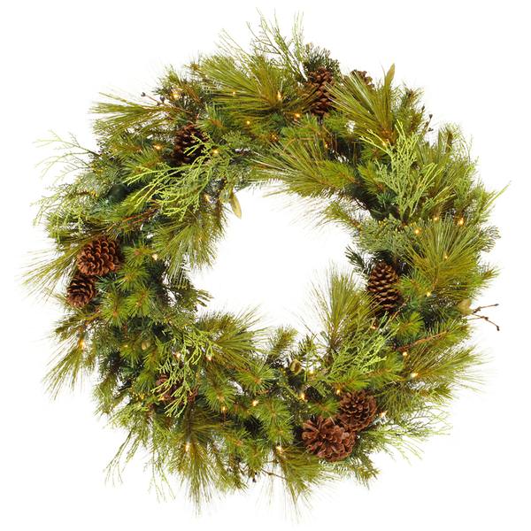 30" Artificial Sciota Mix Pine Wreath 50 Clear Lights