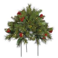 Vickerman 1.5' x 36" Artificial Moneta Berry Mix Pine Bush 50 Clear Lights