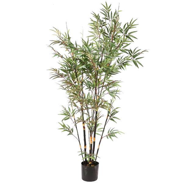 7' Potted Black Artificial Bamboo
