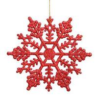 View 6.25" Red Glitter Snowflake Ornament (12 pack)