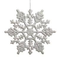 View 6.25" Silver Glitter Snowflake Ornament (12 pack)