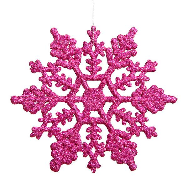 6.25" Magenta Glitter Snowflake Ornament (12 pack)