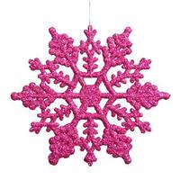 View 6.25" Magenta Glitter Snowflake Ornament (12 pack)