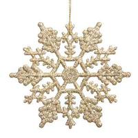 View 6.25" Champagne Glitter Snowflake Ornament (12 pack)