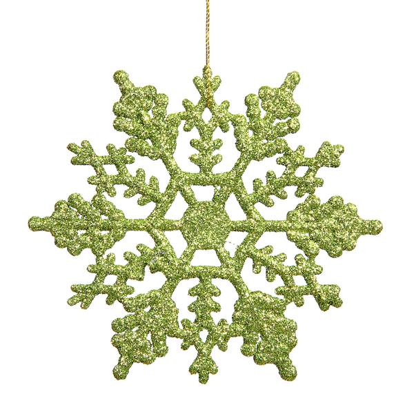 6.25" Lime Glitter Snowflake Ornament (12 pack)
