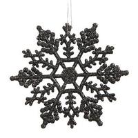 View 6.25" Black Glitter Snowflake Ornament (12 pack)