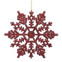 View 8" Burgundy Glitter Snowflake Ornament (12 pack)