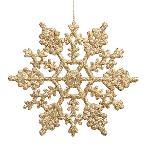 8" Gold Glitter Snowflake Ornament (12 pack)