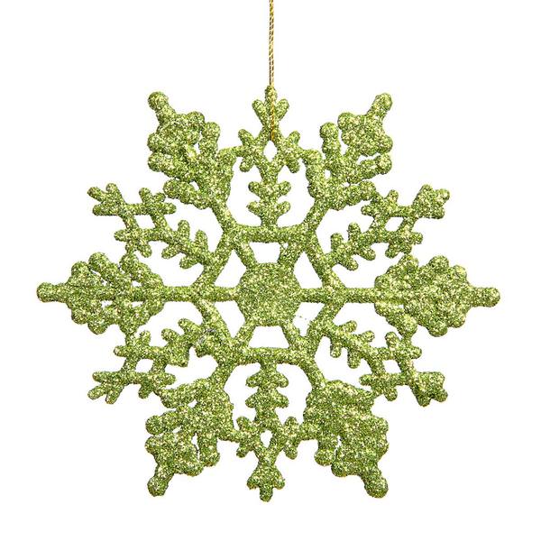 8" Lime Glitter Snowflake Ornament (12 pack)