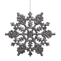 Vickerman 8" Pewter Glitter Snowflake Ornament (12 pack)