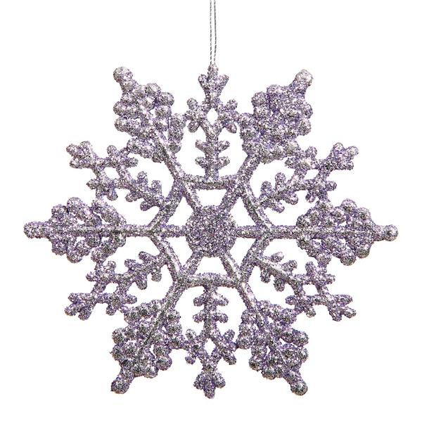 8" Lavender Glitter Snowflake Ornament (12 pack)