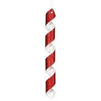 Vickerman 22" Spiral White Red Glitter Candy Ornament