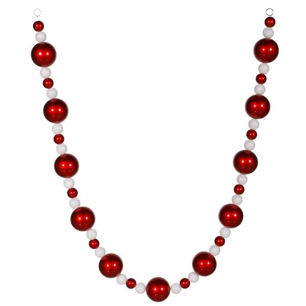 6' Red / White Ball Garland Ornament