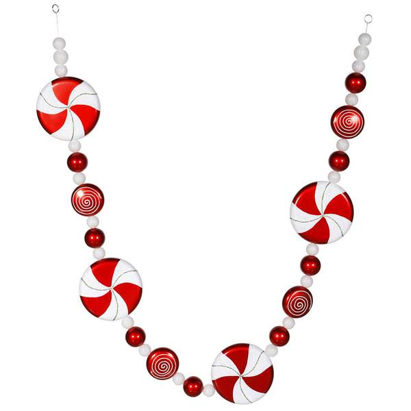 6' Peppermint Candy Red / White Garland Ornament
