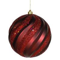 Vickerman 6" Burgundy Matte Glitter Swirl Ball Ornament