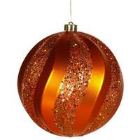 Vickerman 8" Burnished Orange Matte Glitter Swirl Ball Ornament