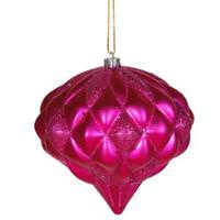 Vickerman 5.7" Cerise Matte Glitter Diamond Onion Ornament