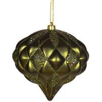 Vickerman 5.7" Dark Olive Matte Glitter Diamond Onion Ornament