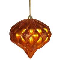 Vickerman 5.7" Burnished Orange Matte Glitter Diamond Onion Ornament