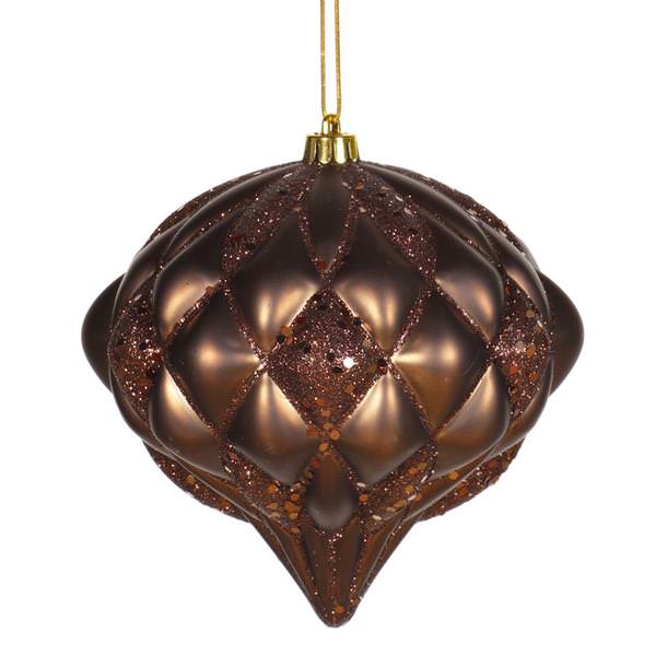5.7" Chocolate Matte Glitter Diamond Onion Ornament