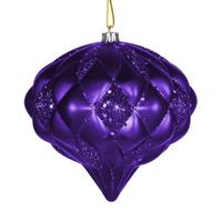 View 5.7" Plum Matte Glitter Diamond Onion Ornament