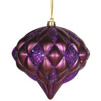 Vickerman 5.7" Plum Matte Glitter Diamond Onion Ornament