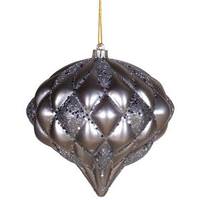 Vickerman 5.7" Pewter Matte Glitter Diamond Onion Ornament