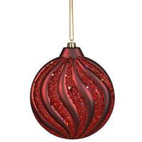 Vickerman 6" Burgundy Matte Glitter Swirl Flat Ball Ornament