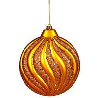 Vickerman 6" Burnished Orange Matte Glitter Swirl Flat Ball Ornament