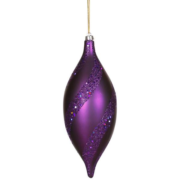 11" Purple Matte Glitter Spiral Drop Ornament