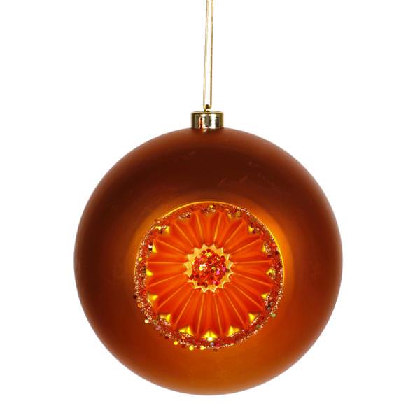 8" Burnished Orange Matte Glitter Old Fashioned Ball Ornament
