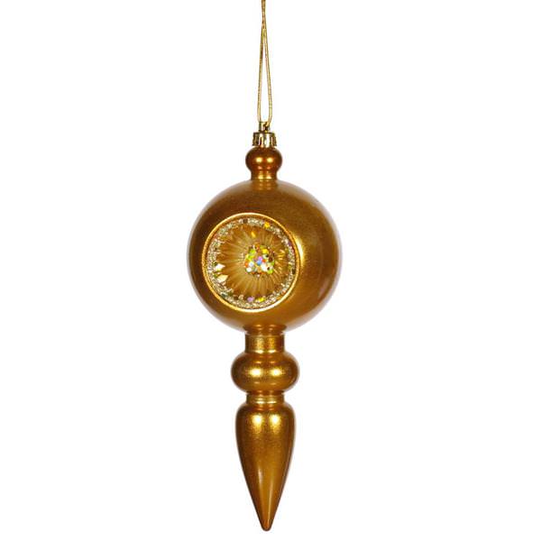 8" Antique Gold Old-Fashioned Matte Glitter Finial Ornament