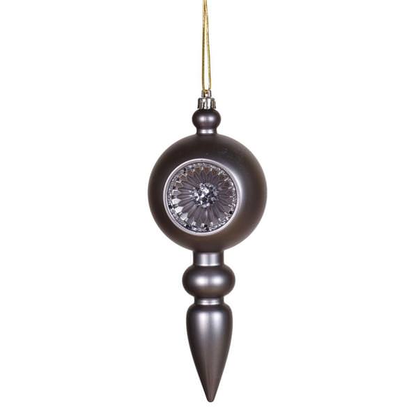 8" Pewter Matte Glitter Old-Fashioned Finial Ornament