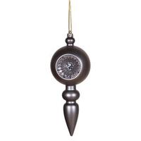 Vickerman 8" Pewter Matte Glitter Old-Fashioned Finial Ornament