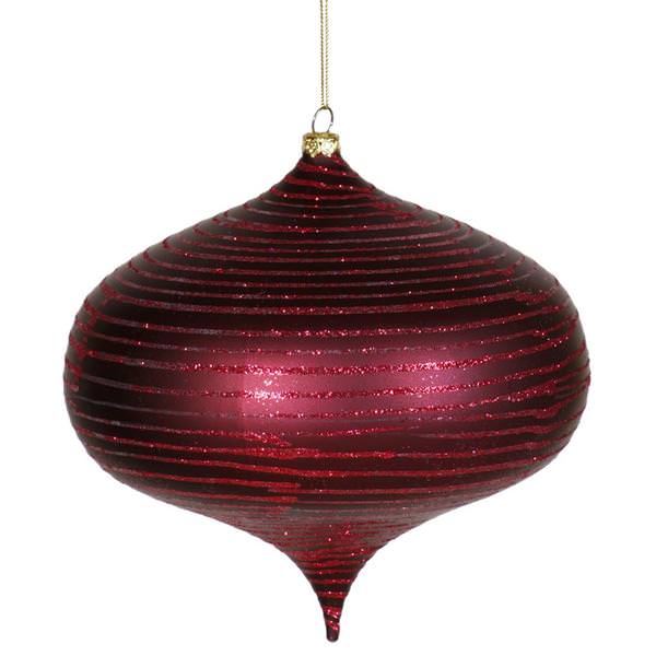 6.3" Burgundy Matte Glitter Smooth Onion Ornament