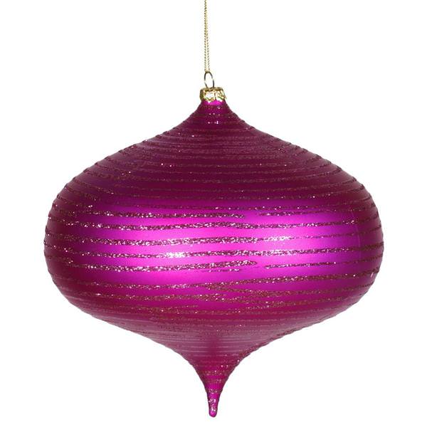 6.3" Cerise Matte Glitter Smooth Onion Ornament