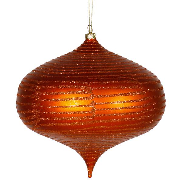 6.3" Burnished Orange Matte Glitter Smooth Onion Ornament