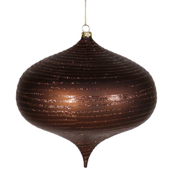 6.3" Chocolate Matte Glitter Smooth Onion Ornament