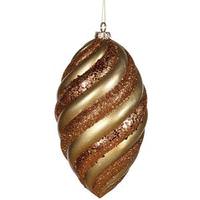 Vickerman 8" Antique Gold Matte Glitter Swirl Drop Ornament