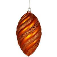 Vickerman 8" Burnished Orange Matte Glitter Swirl Drop Ornament